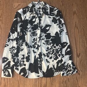 Black and White Floral Blouse